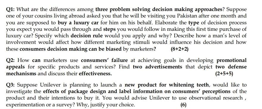 Q1: What are the differences among three problem