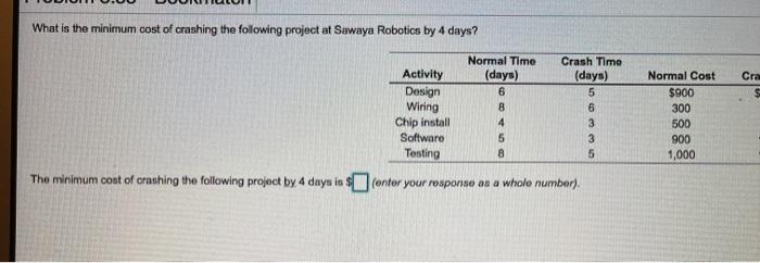 Immediate Predecessor(s) Normal Time (days) 6 8 4