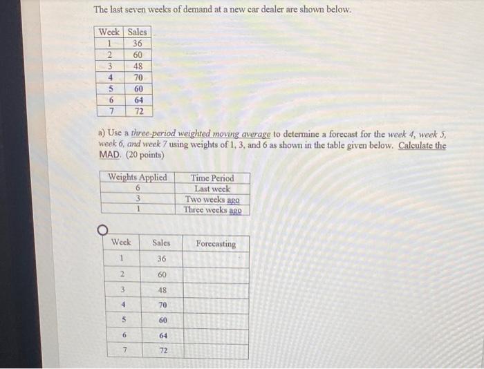 i need some help The last seven weeks of demand