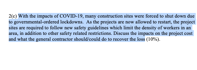 2(c) With the impacts of COVID-19, many