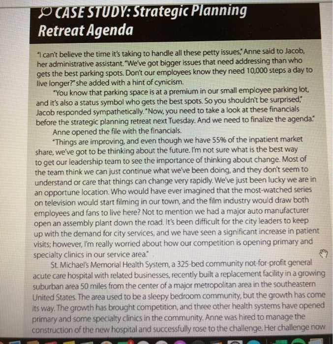 WCASE STUDY: Strategic Planning Retreat Agenda "I