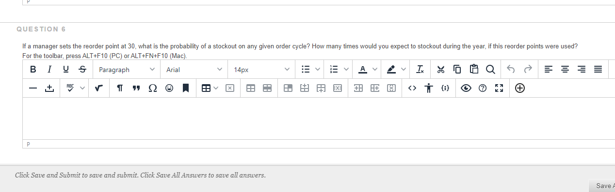QUESTION 6 If a manager sets the reorder point at