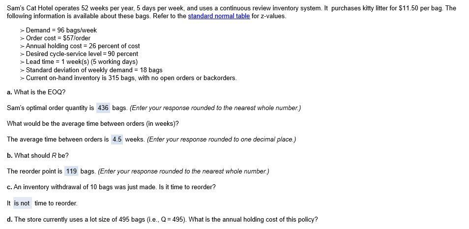 I just need help with E) The annual holding cost