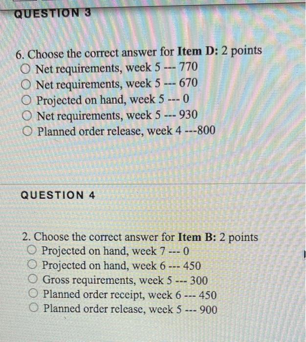 - 1 MRP Problem: Given the following information,