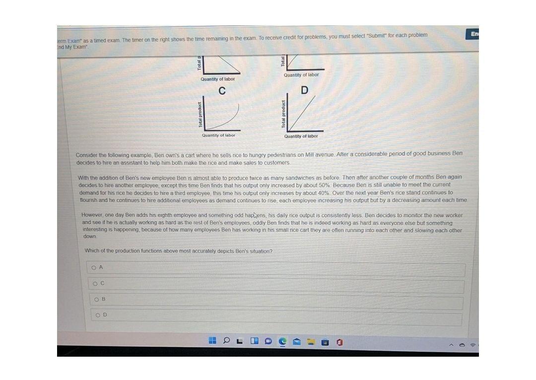 En erm Exam" as a timed exam. The timer on the