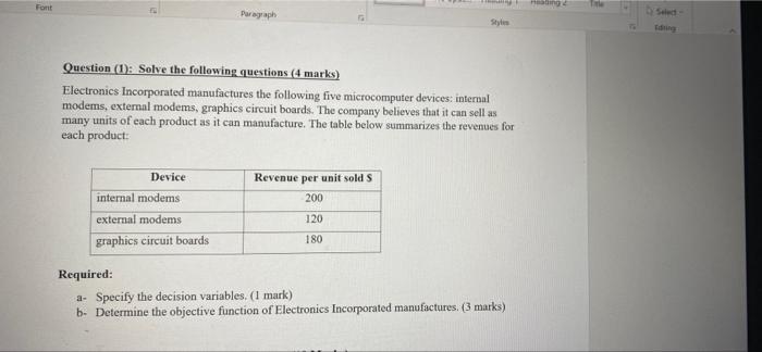 Font Paragraph Device internal modems external