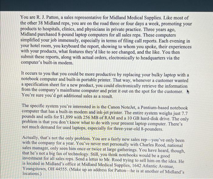 just need an example :) You are R. J. Patton, a