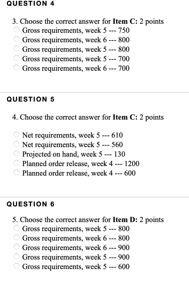 MRP Problem: Given the following information,