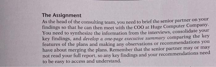 Prepare an executive summary according to the