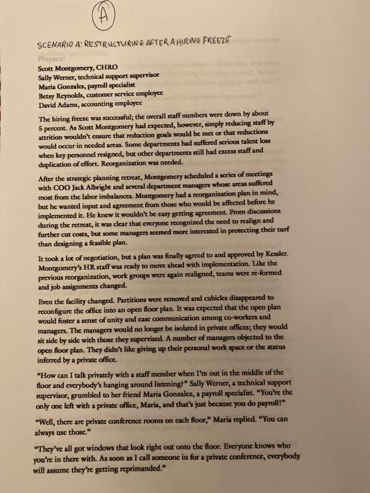 please read both A and B scenarios and answer