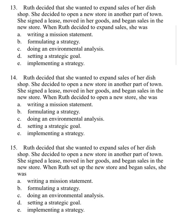 13. Ruth decided that she wanted to expand sales