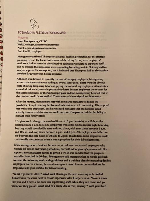 please read both A and B scenarios and answer