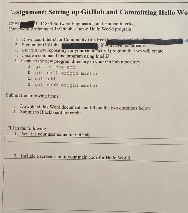 Assignment: Setting up GitHub and Committing