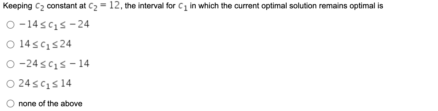 QUESTION 1 1 Using C1 and C2 to represent the