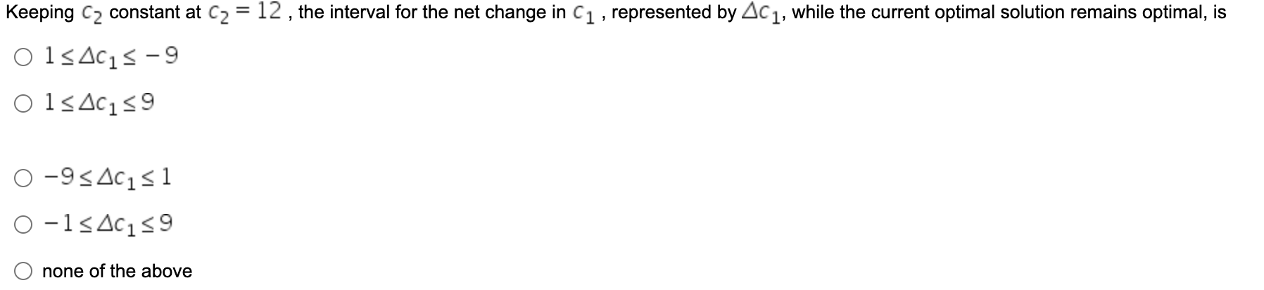 QUESTION 1 1 Using C1 and C2 to represent the