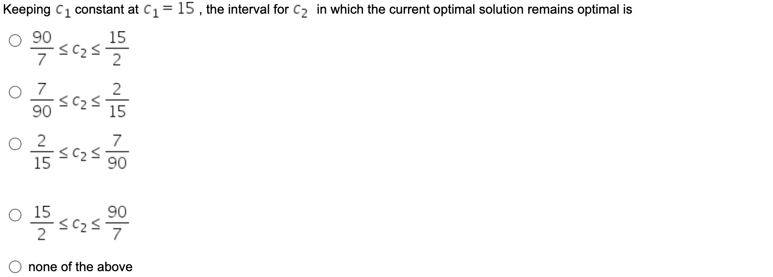 QUESTION 1 1 Using C1 and C2 to represent the