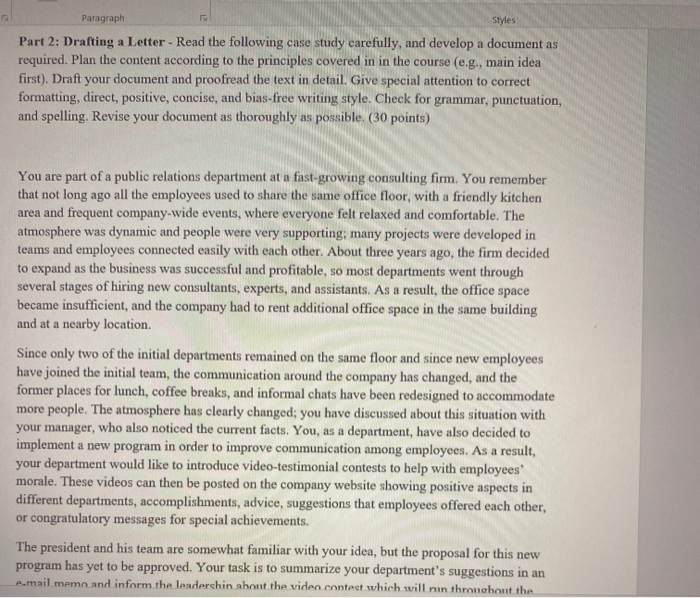 Paragraph Styles Part 2: Drafting a Letter - Read