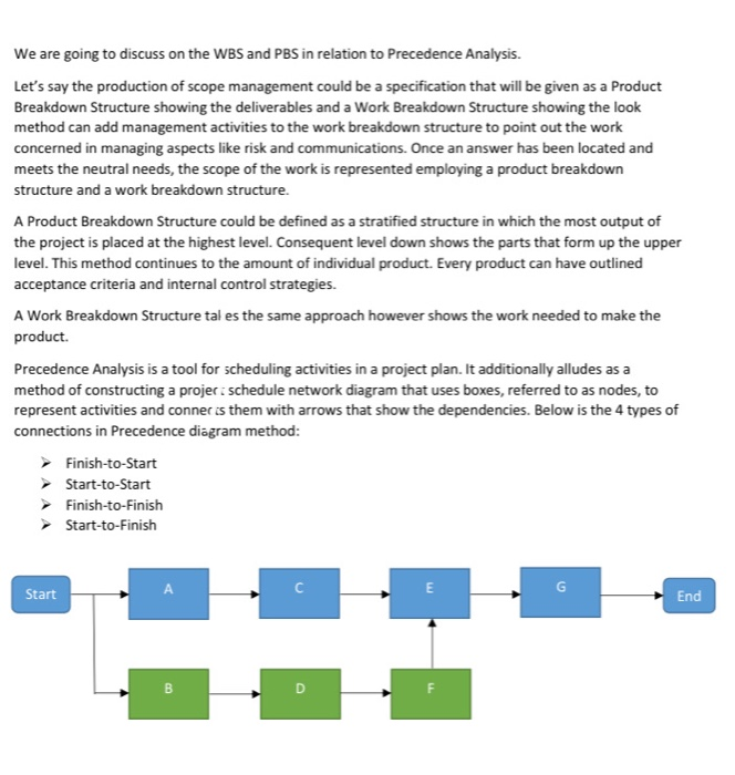 i. Discuss Work Breakdown Structure (WBS) and
