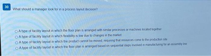 30 What should a manager look for in a process