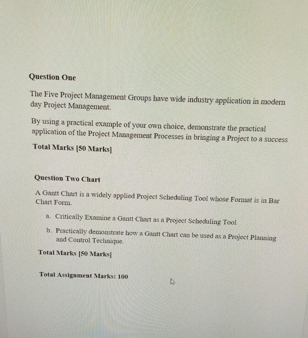 Question One The Five Project Management Groups