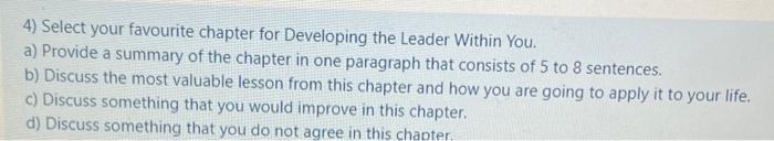 4) Select your favourite chapter for Developing