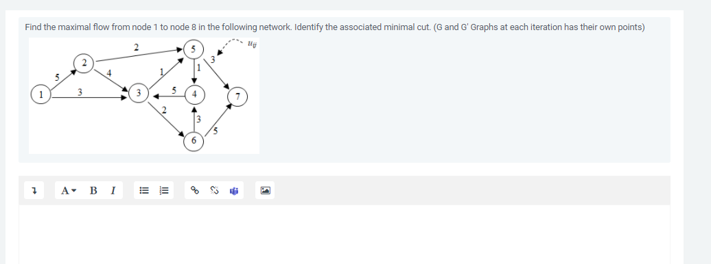 Find the maximal flow from node 1 to node 8 in
