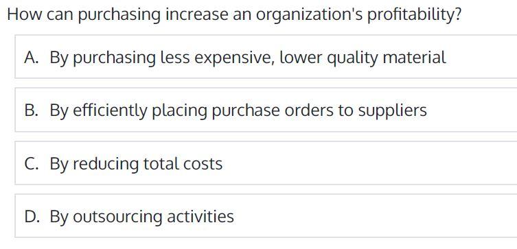 How can purchasing increase an organization's
