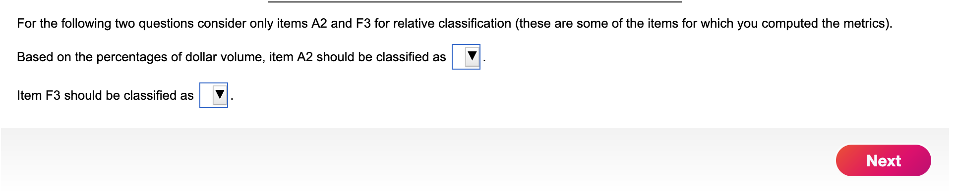 Dollar Volume % of Total Dollar Volume Item