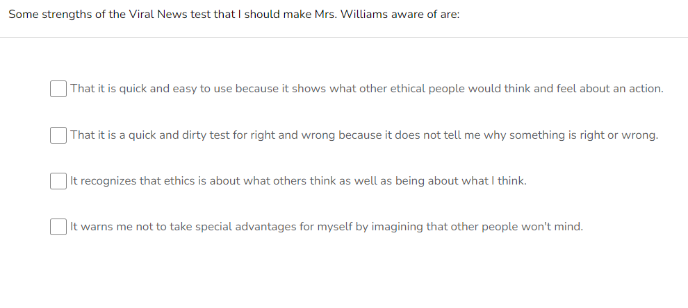 pply the Viral News test to convince Mrs.