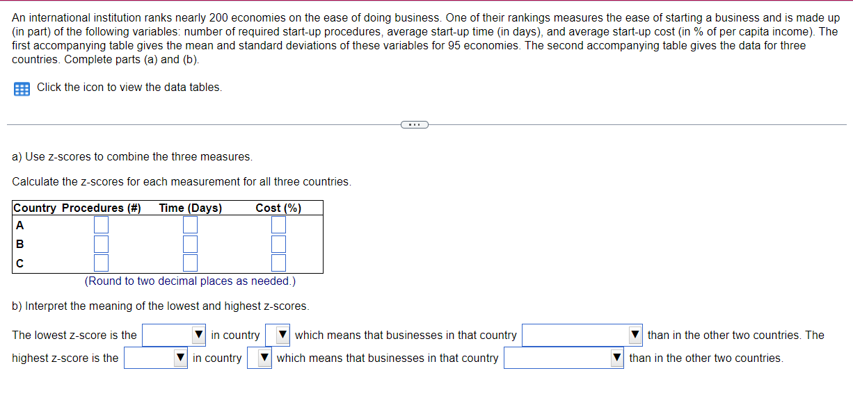 - Business Environment Rankings Mean SD