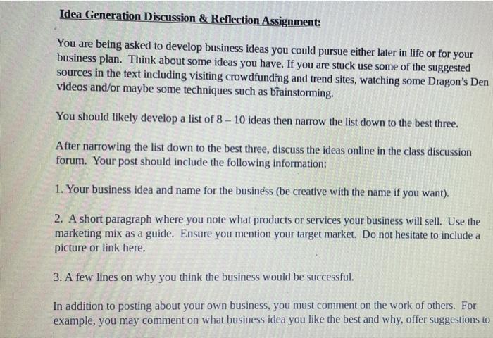 Idea Generation Discussion & Reflection