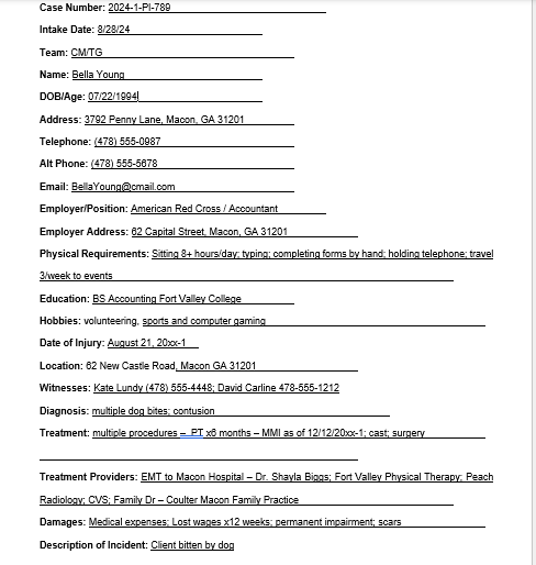 Draft a summary based on the following client