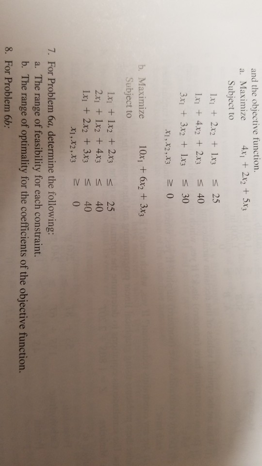 question 7. and the objective function. a.