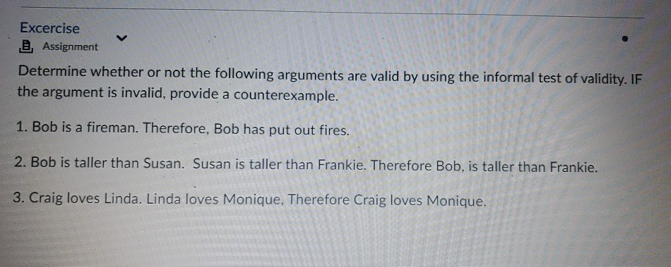 Excercise 2. Assignment Determine whether or not