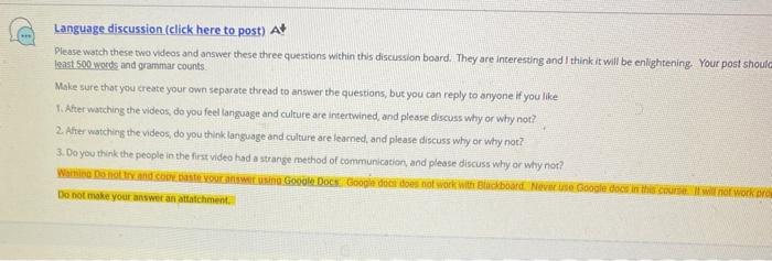 Language discussion (click here to post) A+