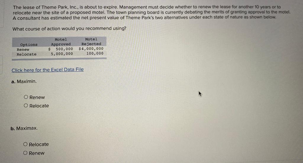 The lease of Theme Park, Inc., is about to