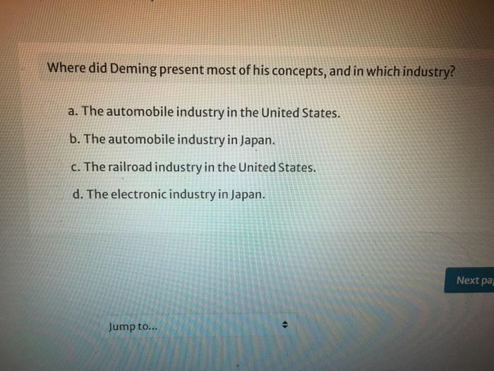 Where did Deming present most of his concepts,