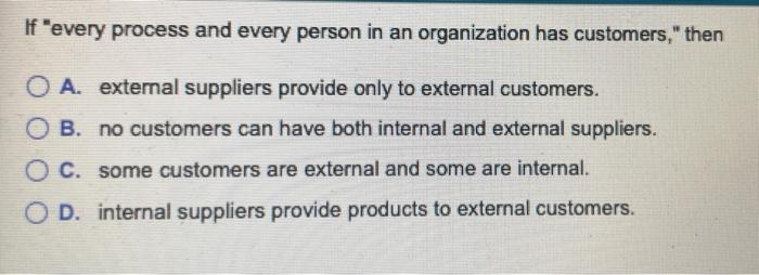 What do all processes have? O A. equipment and