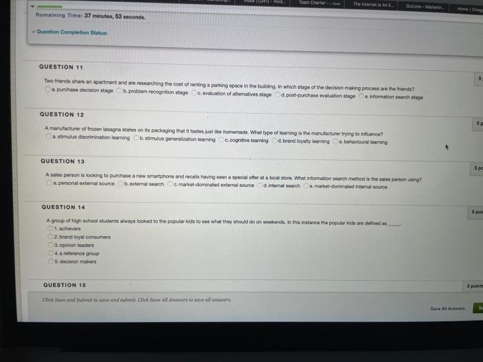 Romaining Time: 38 minutes, 17 seconds. Question