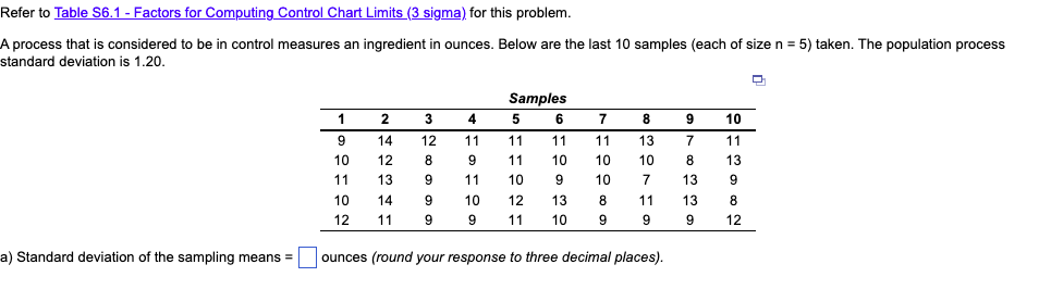 Refer to Table 56.1 - Factors for Computing