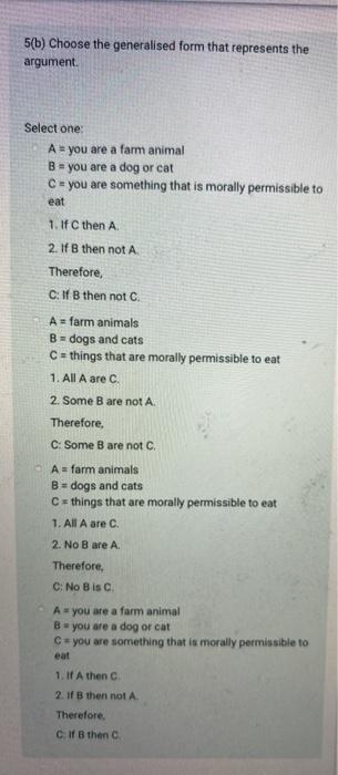 5(b) Choose the generalised form that represents
