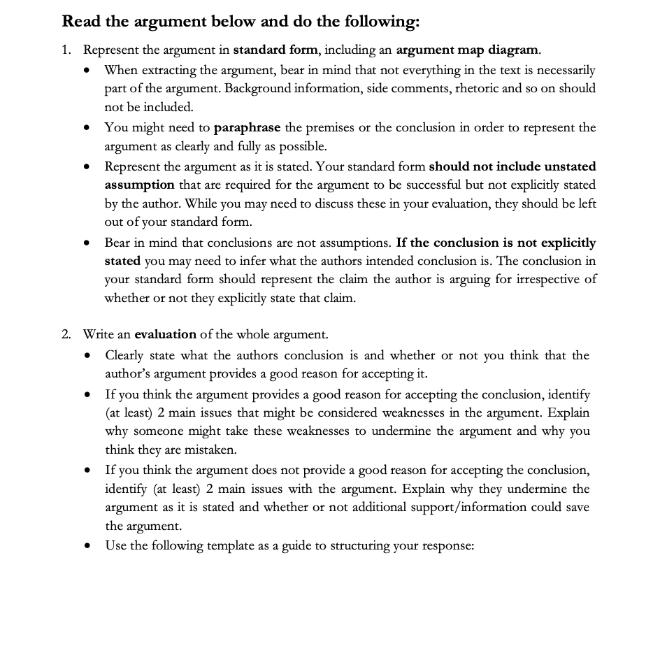 Please answer in 600 words! Read the argument