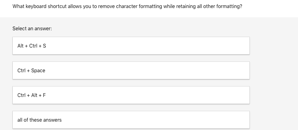 What keyboard shortcut allows you to remove
