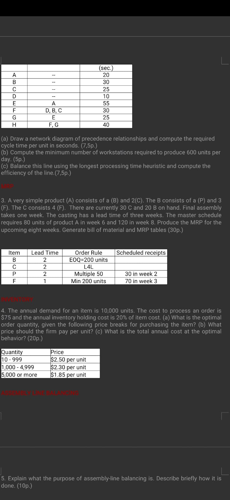 A B C D E F G H (sec.) 20 30 25 10 55 30 25 40 A