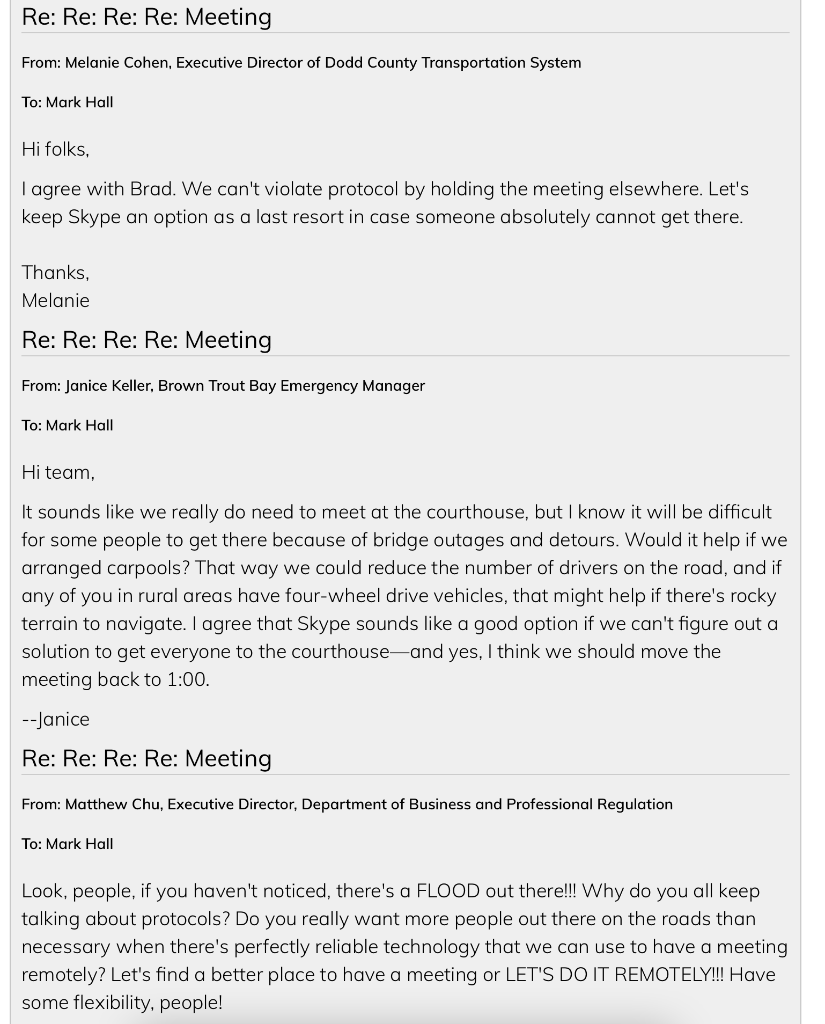 Based on the communications that you have