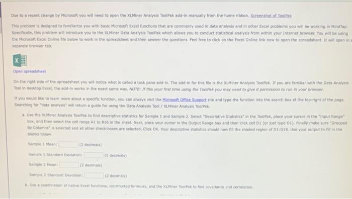 excel spreadsheet Due to a recent change ty