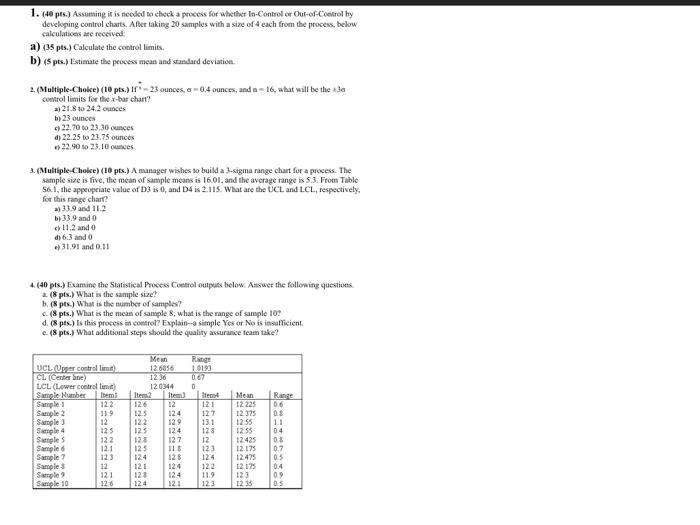 please show steps and explanation 1. (46 pts.