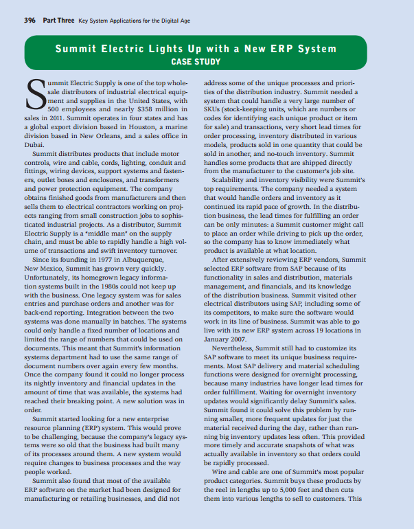 396 Part Three Key System Applications for the