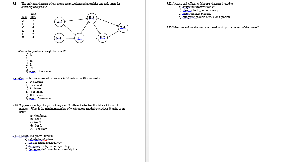 (25 points total 2 points each, except 6.13 is 1