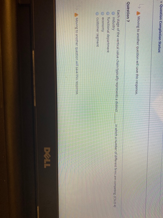 Question Completion Status: A Moving to another